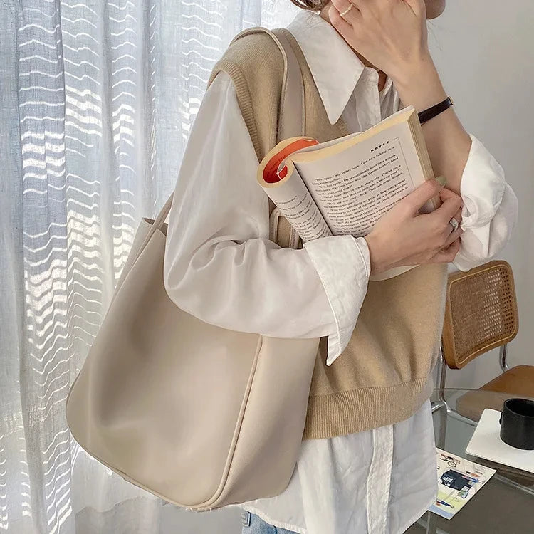 Luxury Tote Bag for Woman 2024 Trend Large Capacity Female Shoulder Bag High Quality Leather Simple Designer Woman Handbag