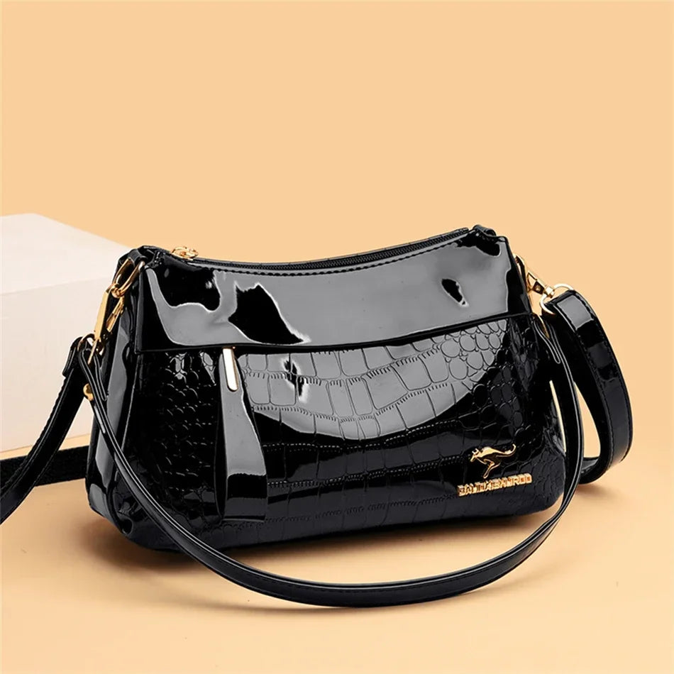 3 Layers Women Handbag Purses Luxury Designer Patent Leather Shoulder Messenger Crossbody Bags for Female Vintage Sac A Main New