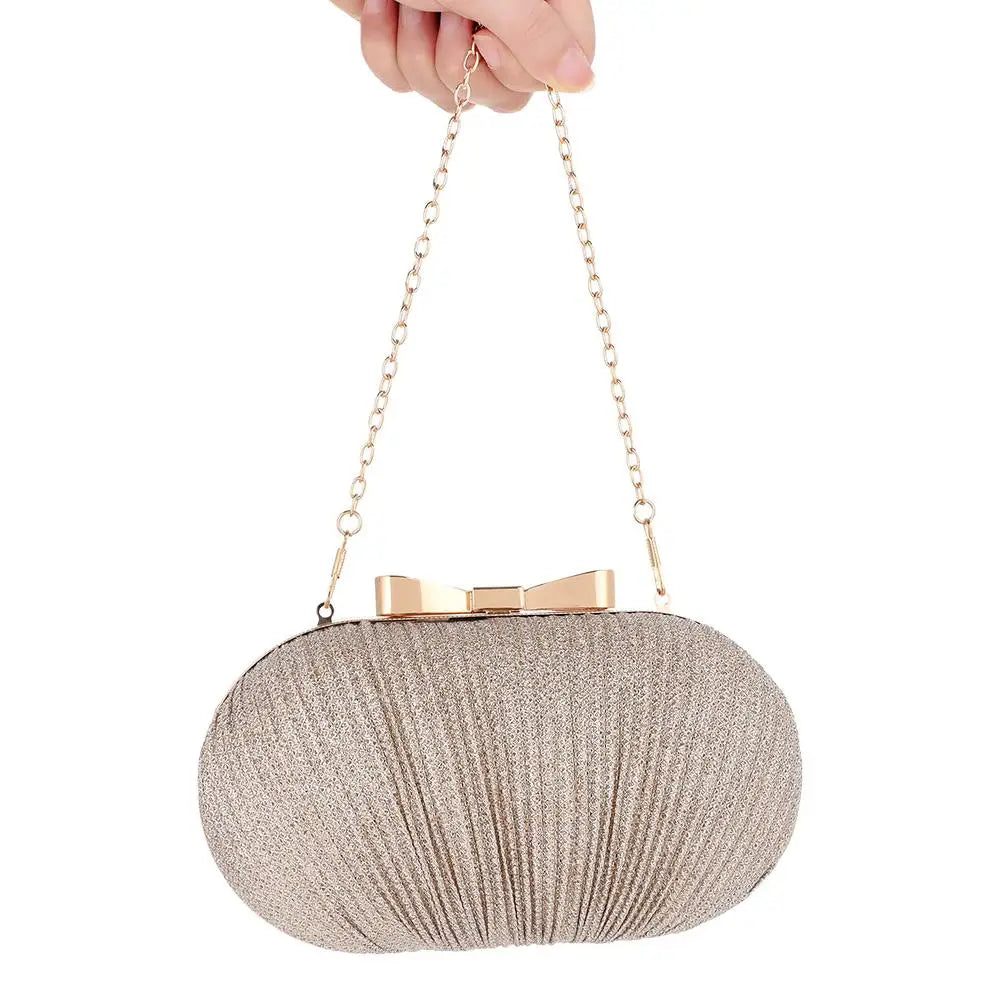 Wedding Bridal Beaded Women Evening Bag Chain Shoulder Handbags Elegant Rhinestones Clutch Egg Shape Evening Bag