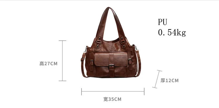 Women Tote Bag Fashion Underarm Pouch Large Capacity Soft Pu Leather Shoulder Bag Retro Crossbody Bag Casual Portable BucketBags