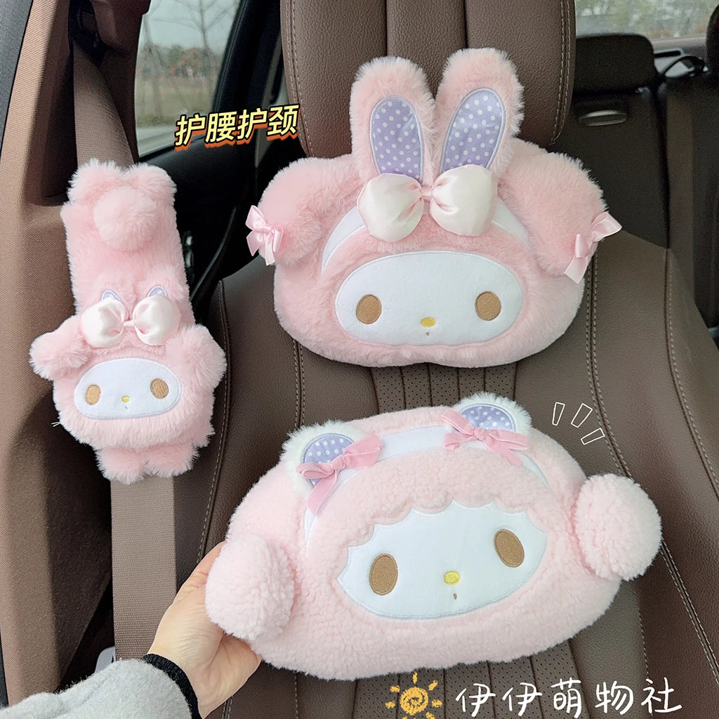 Sanrio My Melody Headrests Car Neck Pillows My Sweet Piano Pillows Car Interior Pillows Driving Neck Pillows Seat Waist Pillows