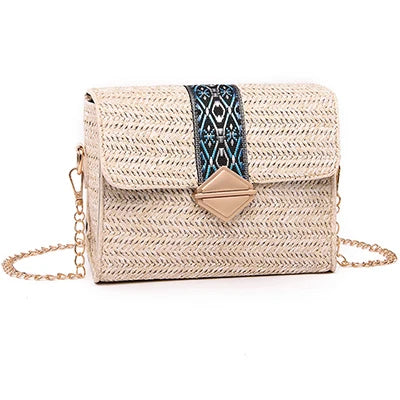 Clutch Crossbody bag Square Straw Bags Women Fashion Rattan Messenger Bag Handbag bolsas sacos соломенная сумка