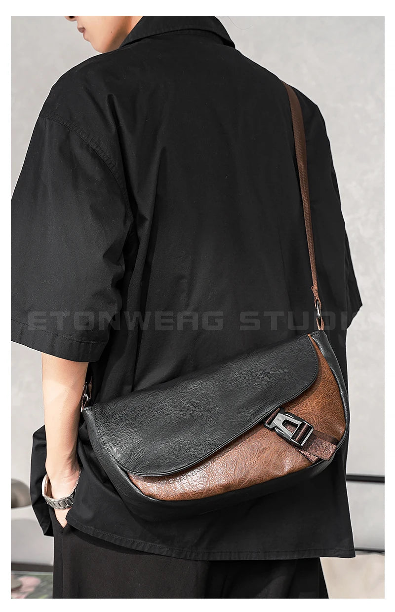 Trendy Men's Retro Small Satchels Bag Versatile Commuting Shoulder Bags New Fashion Postman Bags For Cool Boys