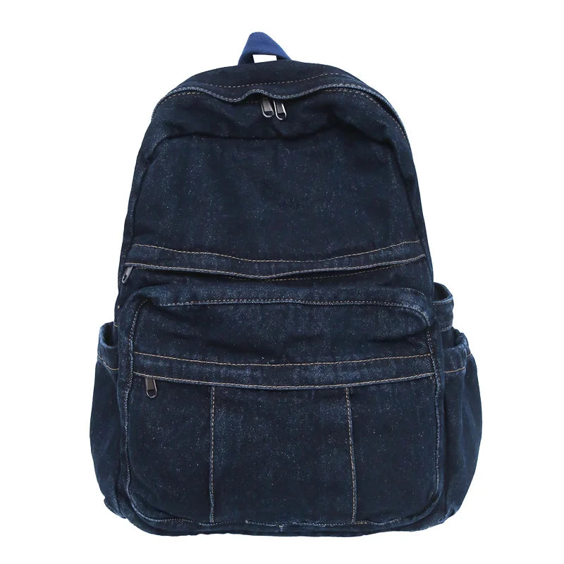 Blue Denim Backpacks For Women 100% Cotton Leisure Or Travel Bags Unisex Large Capacity Canvas Satchels Cloth Korea School Bags