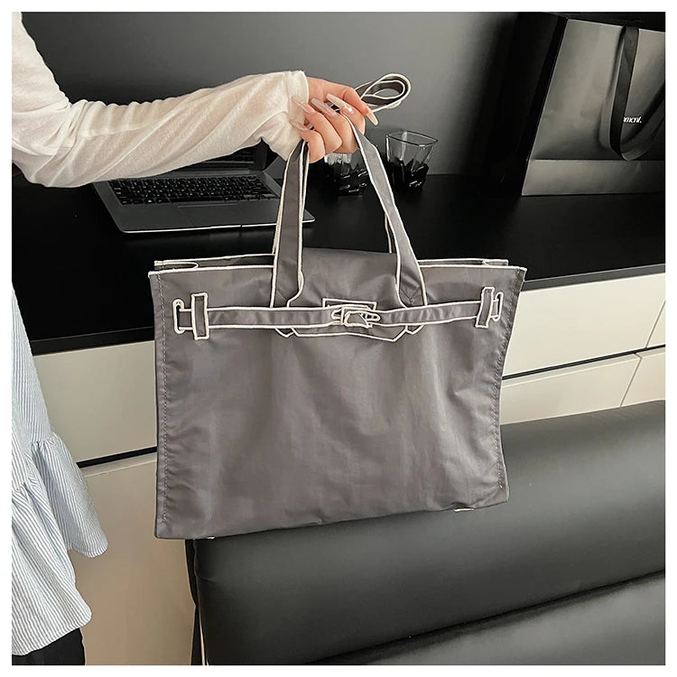 Funny Design Large Capacity Tote Bags 2025 New Casual Lightweight Nylon Shoulder Bag Versatile Canvas Bag Women Shopping Handbag