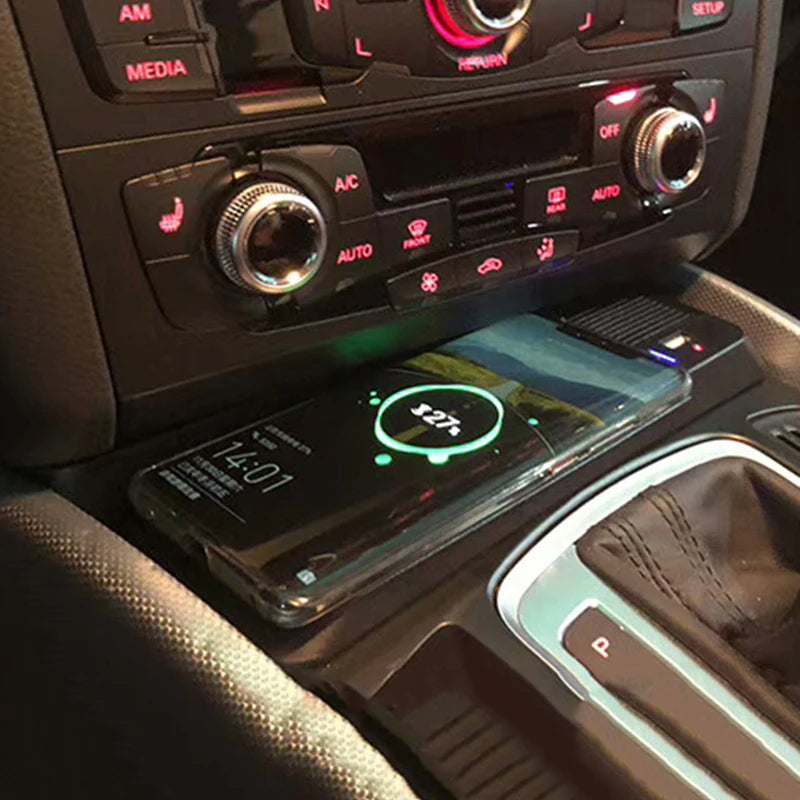 Car wireless charger for Audi A4 B8 B9 A4 Allroad A5 S5 RS5 Q5 SQ5 15W fast phone charger charging pad panel charging holder