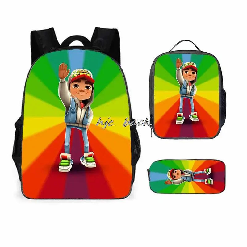 School Bags Girls Boys Subway Surfers Primary Kids School Backpcak 3Pcs Cartoon Schoolbags Kids Mochilas Escolar Infantil Gift