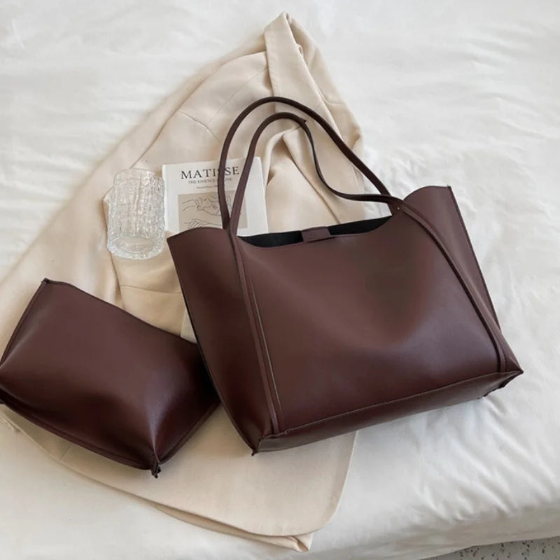 Large Capacity Shoulder Bag Trendy Pu Leather Tote Bags Solid Color Ladies Handbag Women's Fashion Underarm bags