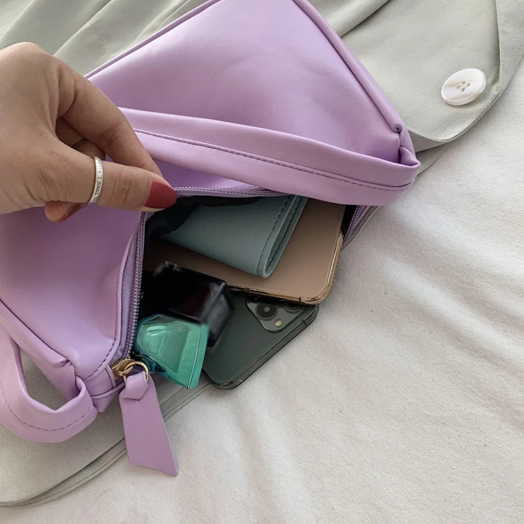 Retro Women Solid Color Zipper Phone Bag Hand Bag Shoulder Bag Armpit Bag Casual 2024 Bags For Women сумка женская