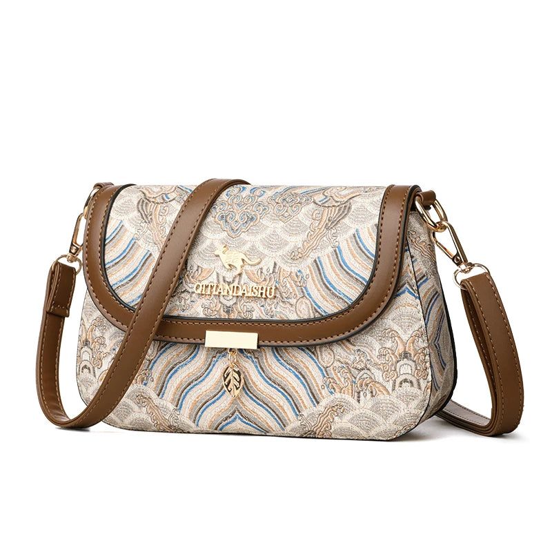 Luxury Designer Trend Embroidered Women's Shoulder Bag High Quality Soft Leather Women Crossbody Bags Female Handbag Sac A Main