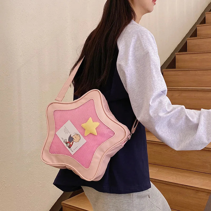 Japanese Style Minimalist Cute Aesthetic Shoulder Bag for Students Kawaii Crossbody Purse Street Fashion
