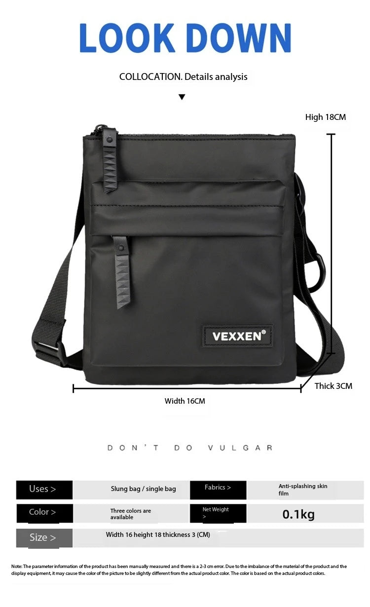 Messenger Sling Bags For Men Casual PU Leather Zipper Crossbody Pouch Simple Mini Crossbody Phone Bag Male Side Shoulder Bag