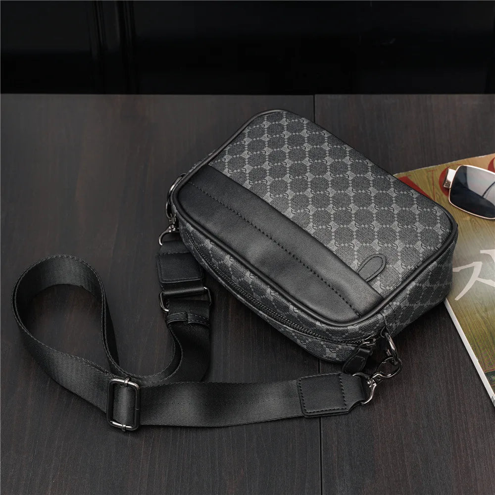 Luxury Leather Crossbody Bags Men Fashion Design Plaid Men Shoulder Bag Business Messenger Bag Mens Handbag Satchels Tote Purse