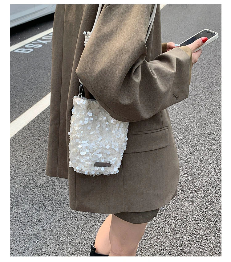 2025 New Large Sequined Bags for Women Are in Trend This Year – Large-Capacity Tote Bags with a Stylish Texture, Suitable as Sho