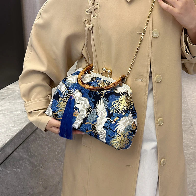 Luxury Evening Clutch Bag For Women Bride Wedding Clutch Purse Chain Shoulder Bags Small Party Handbag Rattan Handle Handle Tote