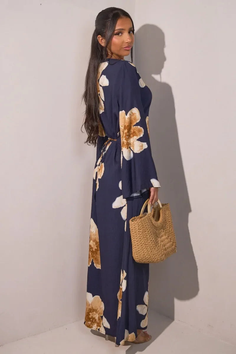 Elegant Floral Print Abaya Dress for Muslim Women Modest Full-Length Ankle-Grazing Maxi Robe 2025 Summer Islamic Turkey Outfit