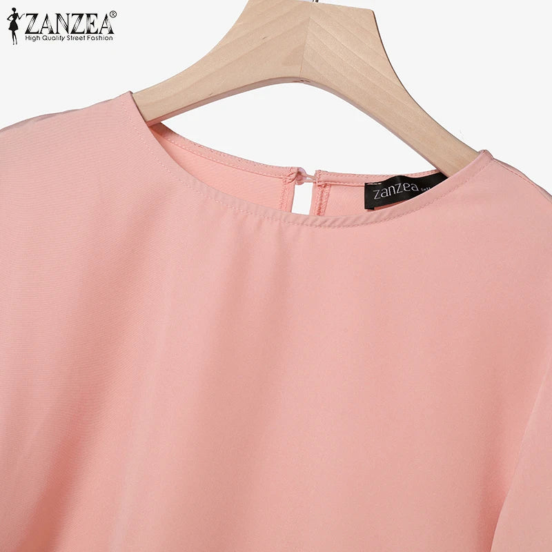 Fashion Muslim Sets Women 2PCS Outfits ZANZEA Elegant Long Sleeve Blouse Dress Suits Casual Solid Tracksuits Loose Matching Sets