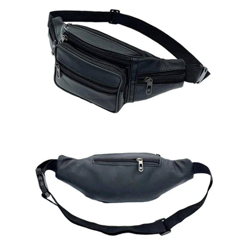 Men's Waist Pack PU Leather Bag Waist Belt Bag Male Artificial Leather Fanny Pack Fashion Luxury Small Shoulder Bags For Men