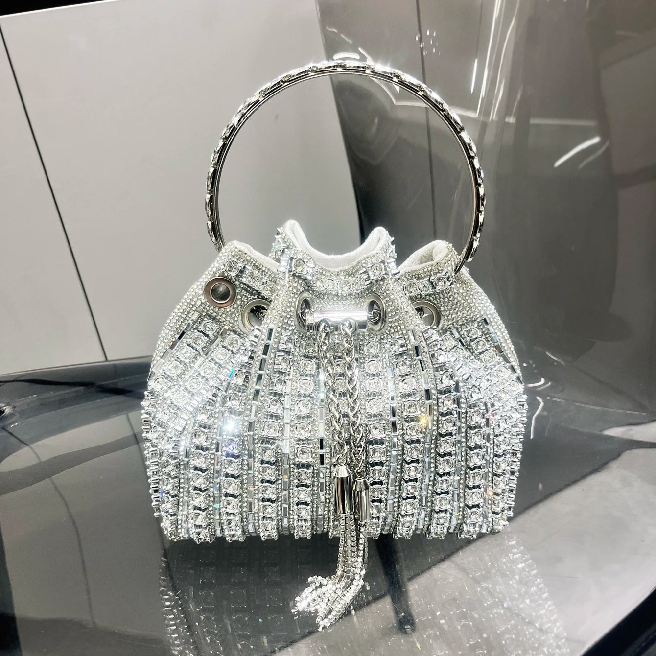 luxury Designer purses and handbags bags for women bucket clutch purse evening banquet bag Crystal rhinestone shoulder bag