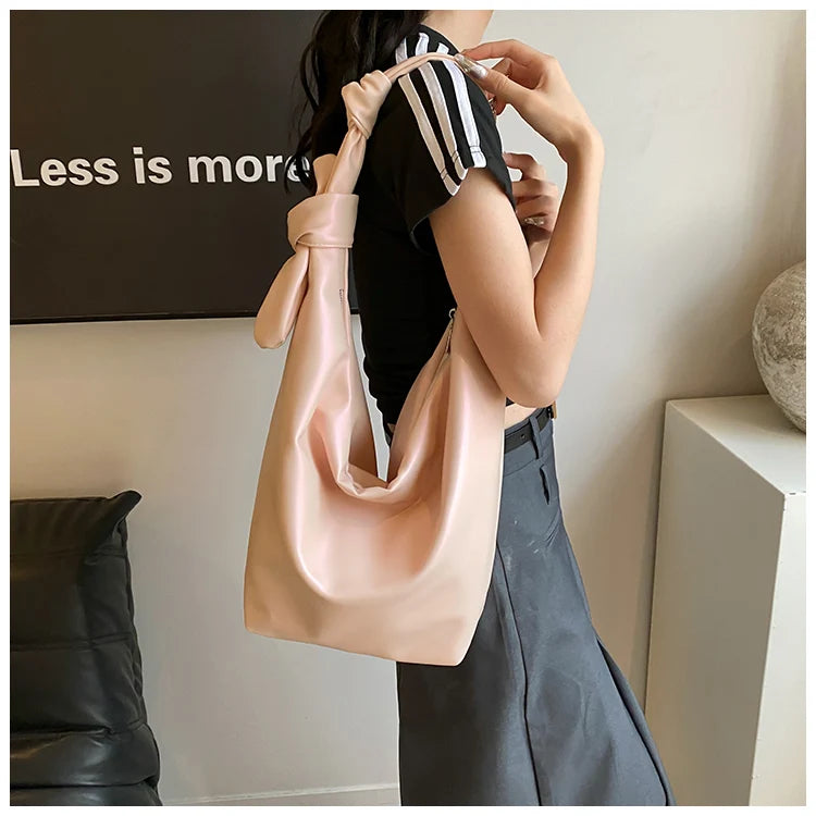 Leisure soft large-capacity bag female 2024 new fashion work shoulder bag college students relax tote bag