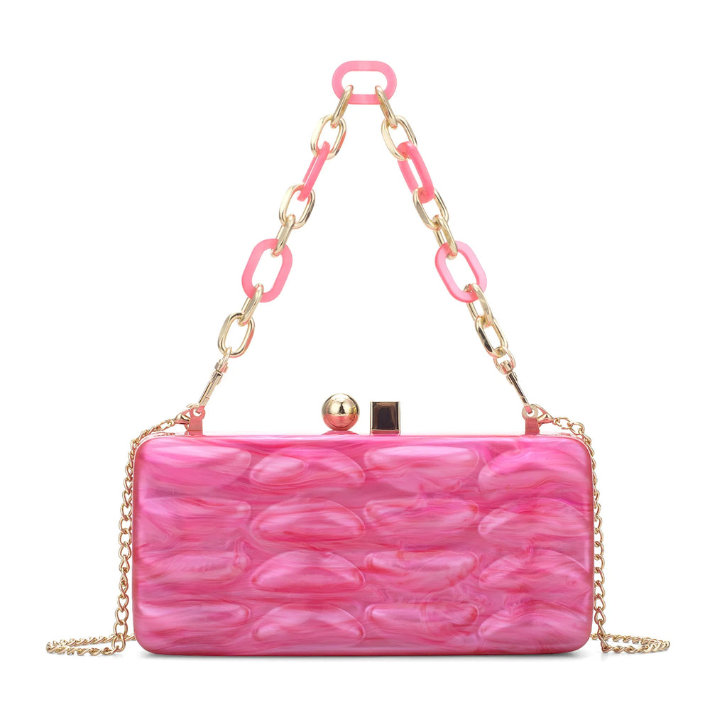 Luxury Evening Bag For Women Elegant Acrylic Hard Surface Ladies Clutch 5 Color Hangbag Party Wedding Shoulder Bags 2024 Fashion