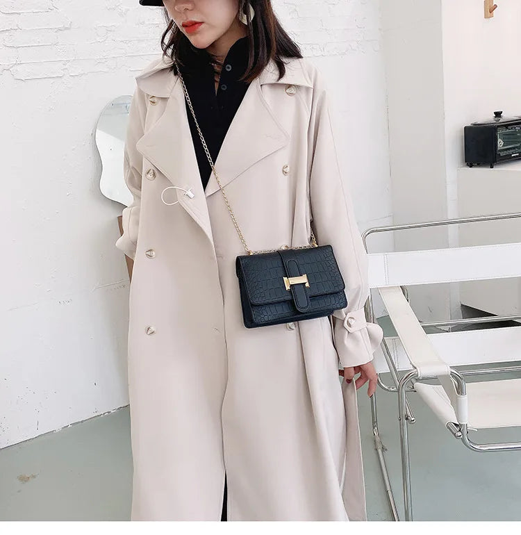 Luxury Stone Pattern Women Single Shoulder Crossbody Bags Fashion PU Leather Chains Handbags Messenger Bag Small Square Bag