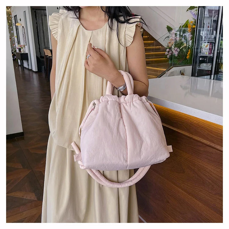 Women Shoulder Crossbody Bags Casual Nylon Padded Tote Bag Designer Soft Puffer Simple Vintage Large Capacity Handbags