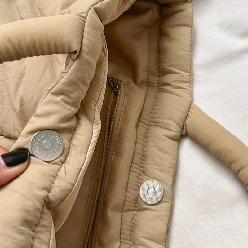 Fashion Casual Large Capacity Puffer Tote Bag Designer Padded Nylon Women Shoulder Bags Handbags Knotted Strap Crossbody Bags