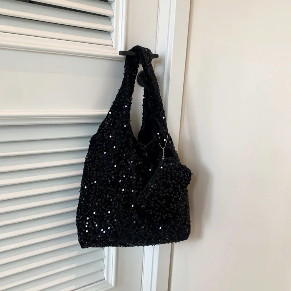 Fashion Evening Bag Sequin Tote Bag Purse Fashion Silver Shoulder Bag Shiny Large Hobo Bag Girls