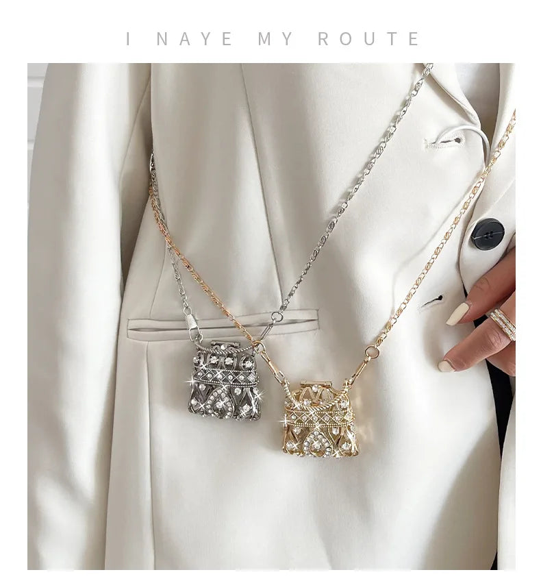 Female Ring Evening Bags Metal Gold/Sliver Rhinestone Round Ball Handbags Elegant Luxury Clutch Purse Small Wedding Wallets