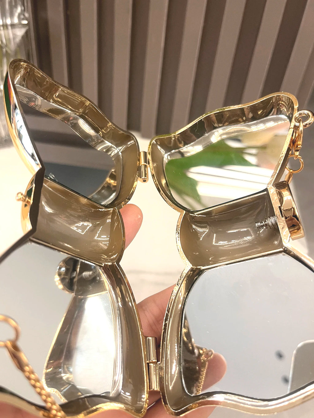 Golden Evening bag  Purses and handbag luxury Designer shoulder bags funny shape Party Wedding Round Acrylic Shiny Clutch purse