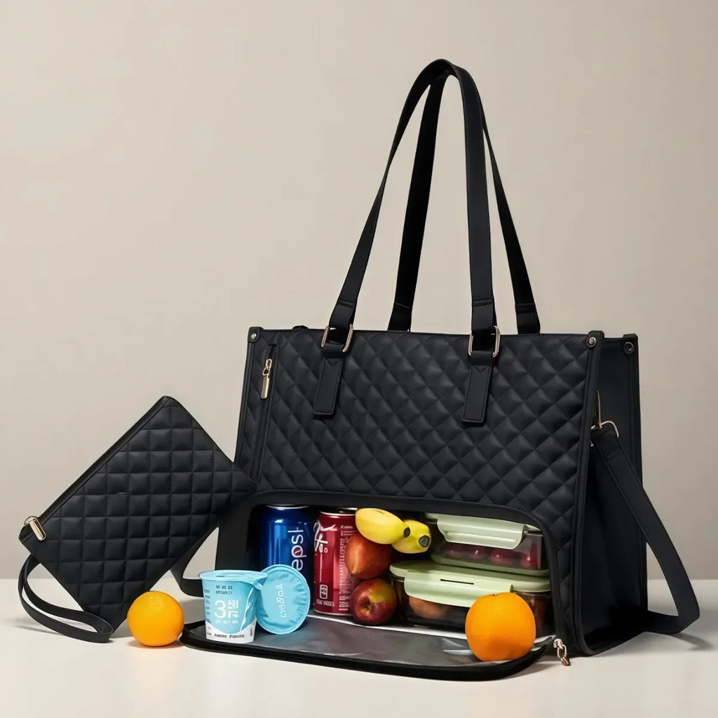 Multifunctional 2In1 Cooler Lunch Bags Insulated Handbag for Women Men Large Capacity Travel Picnic Lunch Box Food Delivery Bag