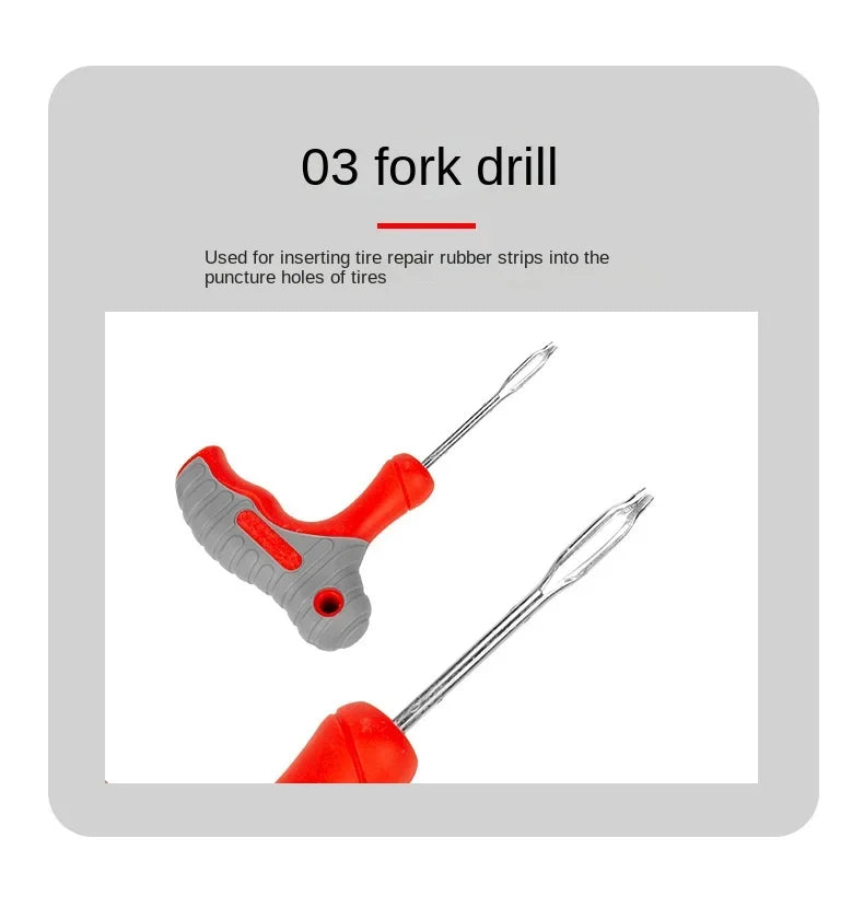 Car Tire Repair Tool Kit Rubber Tubeless Tyre Puncture Repair Kit Studding Tool Glue for Bike Motorcycle Tires Repair Set