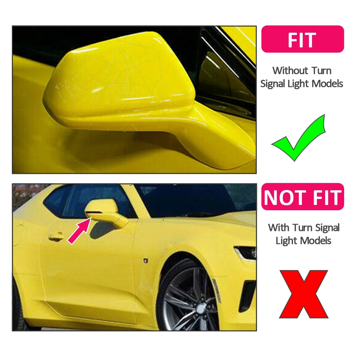 Mirror Cap Cover For Chevy Camaro LT SS RS ZL1 2016-2022 Rearview Side Mirror Cover Wing Cap Exterior Door Rear View Case Trim
