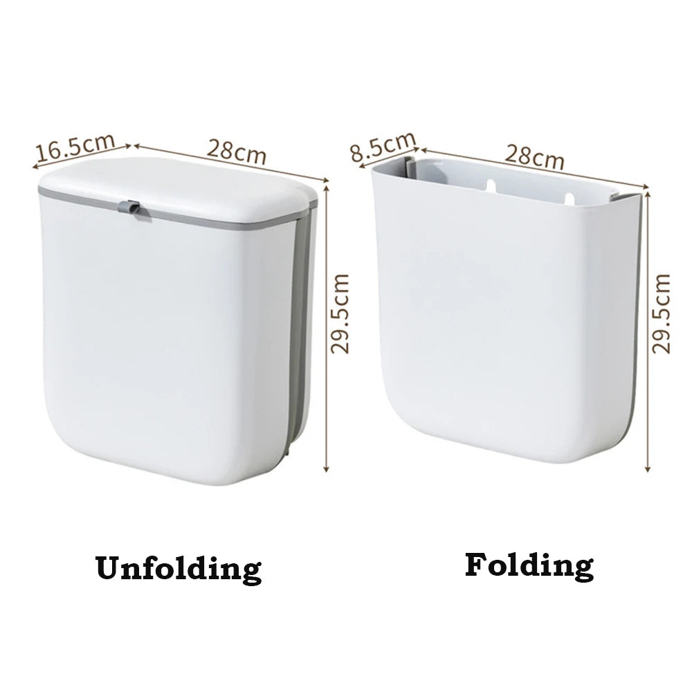 1PC 9L Collapsible Trash Can Trash Bin With Sliding Lid For RV Camping Boats Caravan Motorhome Car Trash Can RV Accessories