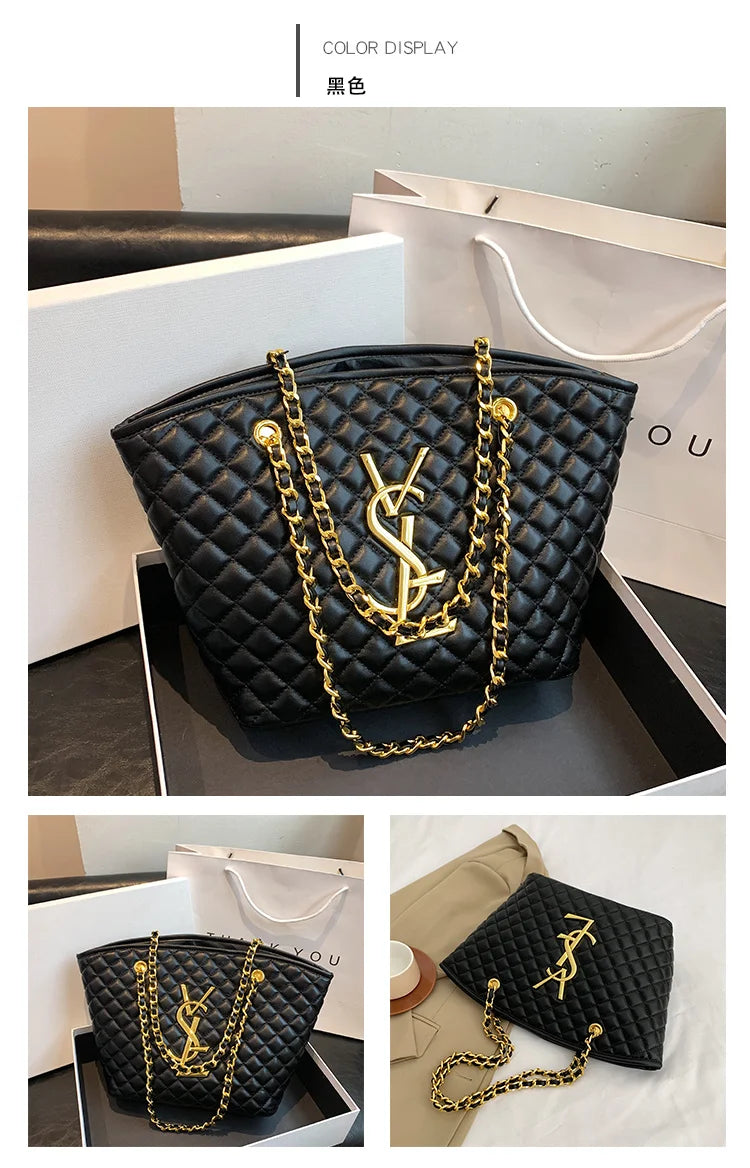 2025 New Designers' Large Capacity Ladies' Bags - Luxurious Retro Diamond Pattern Shoulder Bags with High-Quality Texture Tote B