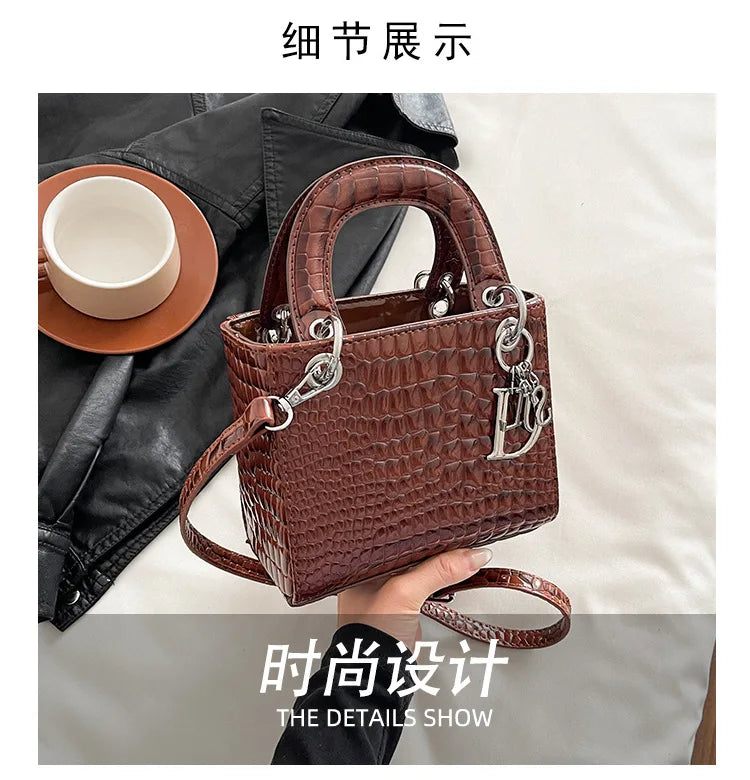 Women's Princess Diana - Style Glossy Crocodile Shoulder Bag - High - End,Versatile Messenger for On - the - Go luxury designer