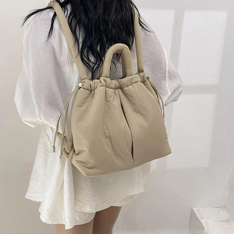 Fashion Casual Large Capacity Puffer Tote Bag Designer Padded Nylon Women Shoulder Bags Handbags Knotted Strap Crossbody Bags