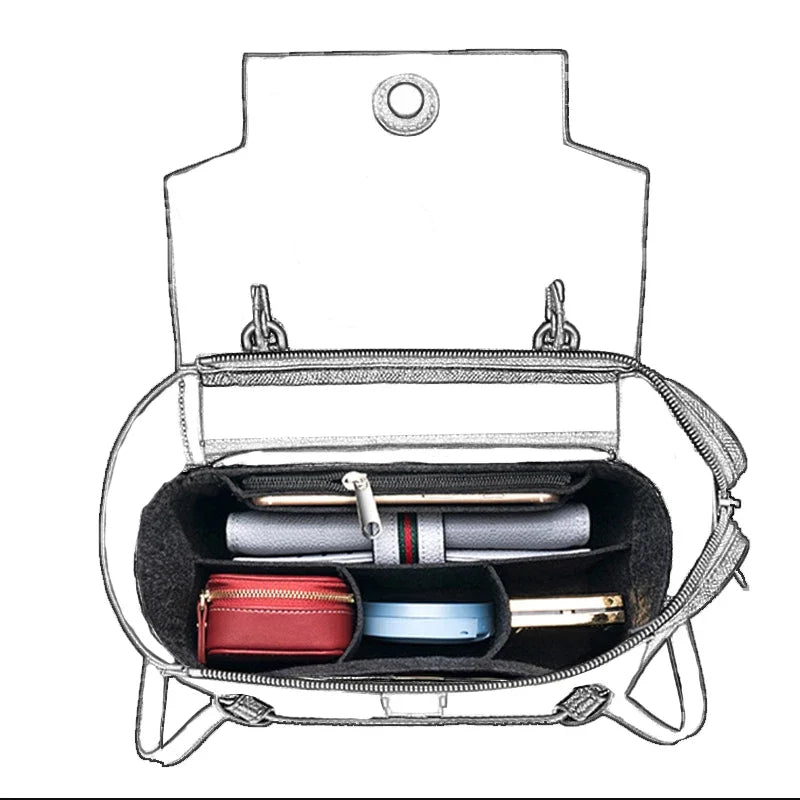 EverToner Felt Insert Bag Micro Makeup Handbag Organizer Travel Inner Purse Cosmetic Inside Bags