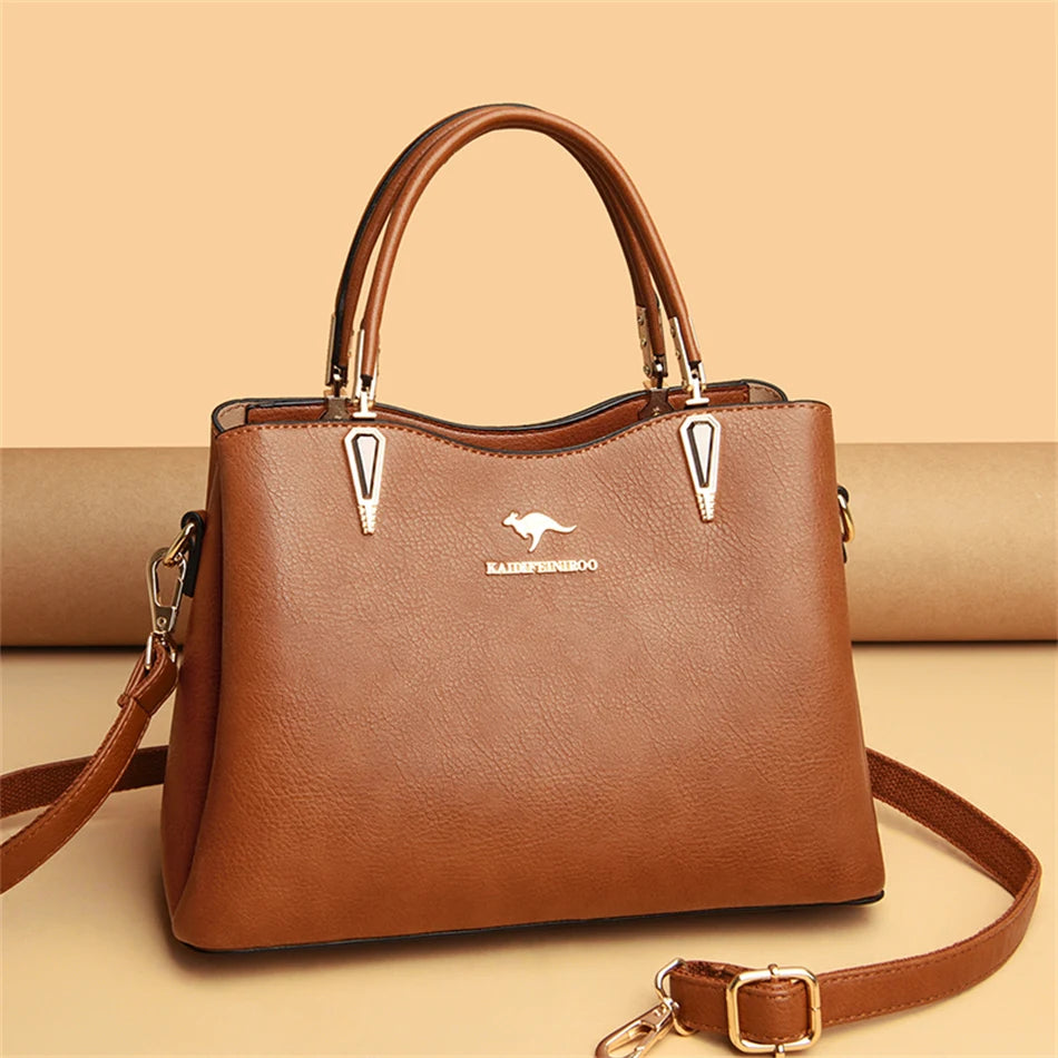 Luxury Soft Leather Handbag Women's Bag 2022 Trend Designer 3 Layers Shoulder Crossbody Sac Ladies Large Capacity Messenger Tote