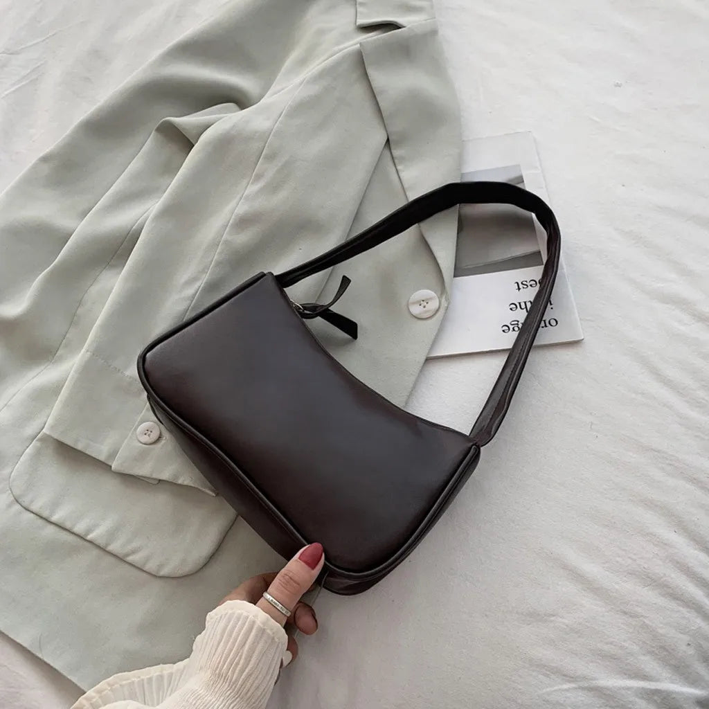 Retro Women Solid Color Zipper Phone Bag Hand Bag Shoulder Bag Armpit Bag Casual 2024 Bags For Women сумка женская