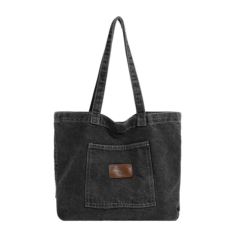 Denim Shoulder Bag Fashion Versatile Daily Commute Large Capacity Handbag