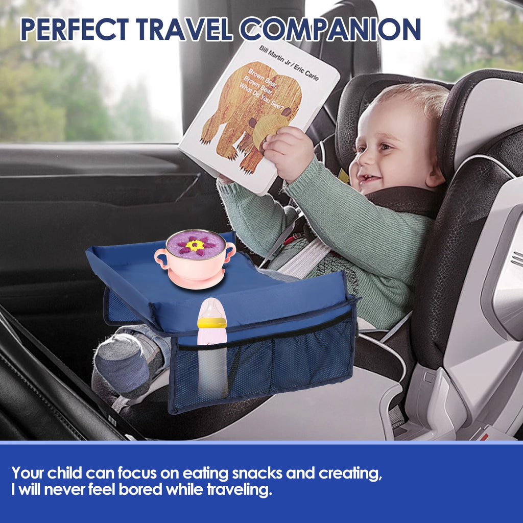 Car Seat Kid Travel Tray Foldable Safety Seat Play Table Organizer Storage Snacks Toys Toddler Car Seat Tray For Kids Activities