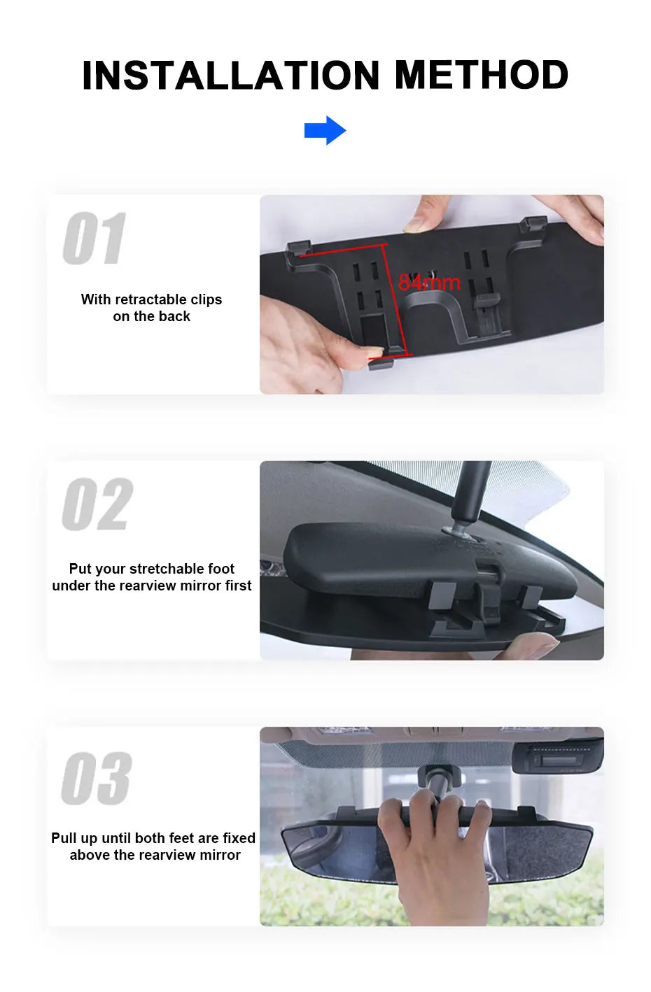SEAMETAL Wide Angle Convex Rearview Mirror Anti Glare Car Interior Rear View Baby Child Seat Watch Sun Visor Mirror Covers