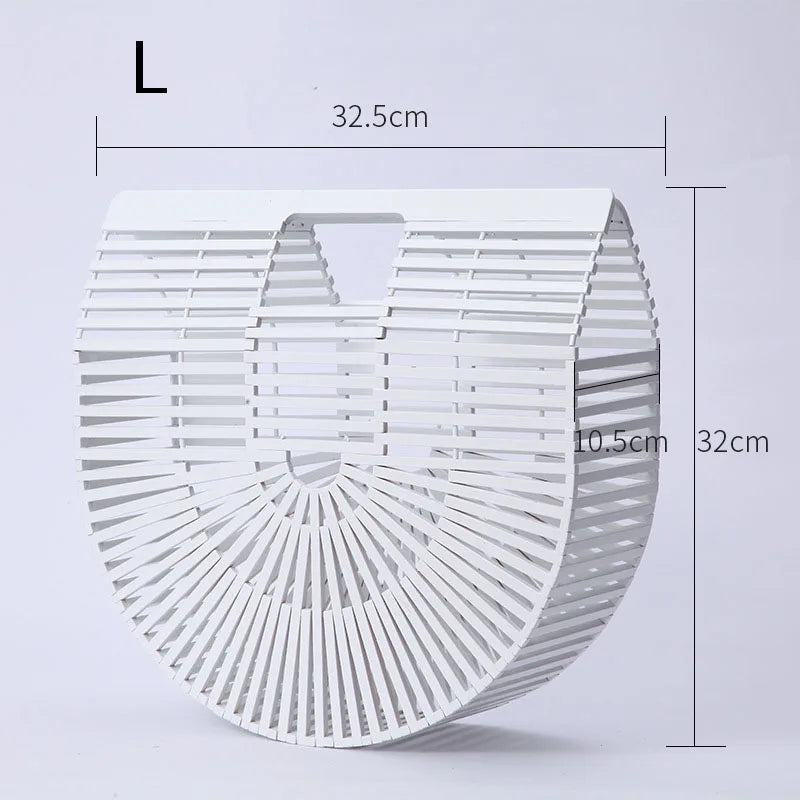 Fashion Straw Bag Bamboo Semi-circular Handbags High quality Hand woven Women Bags Bohemia Summer Ladies Beach Bag Bamboo Bags