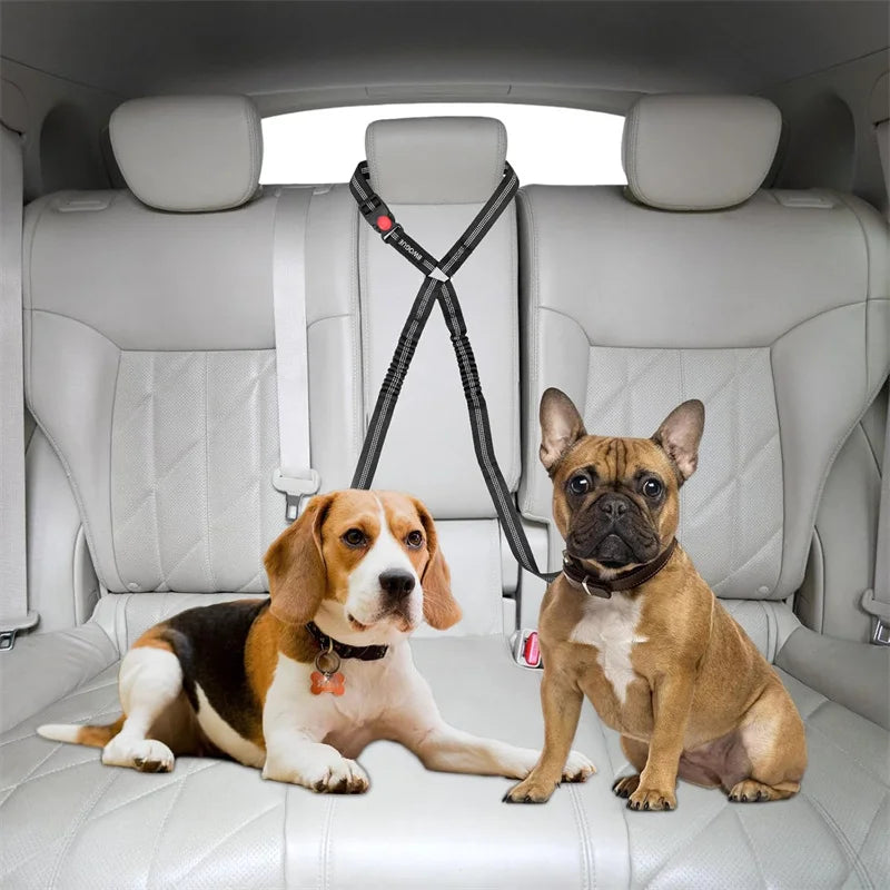 Multi-functional Dog Seat Belt for Car Pet Car Headrest Restraint Safety Seatbelt Reflective Adjust Elastic Bungee Dog Leash