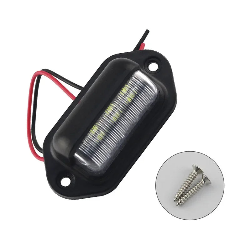 6 LED Car License Number Plate Lights Waterproof 12-24V Universal Truck RV Trailer Tail License Plate White Side Lamp Bulbs