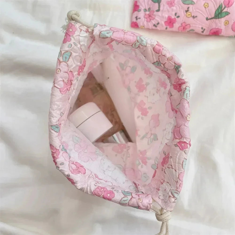 Cute Bear Cartoon Drawstring Bags Women Drawstring Packaging Pocket Cosmetic Bag Makeup Bag Large Capacity Coin Purse Coin Pouch