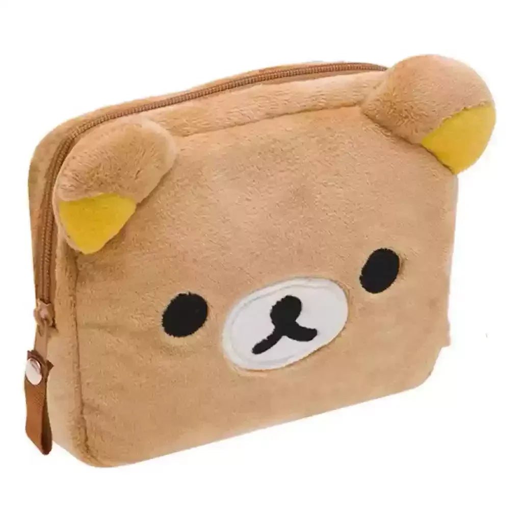 Kawaii Rilakkuma Pencil Bag Makeup Organizer Storage Bag Cartoon Bear Plush Multi Case Kawaii Cosmetic Bags Vanity Beauty Case