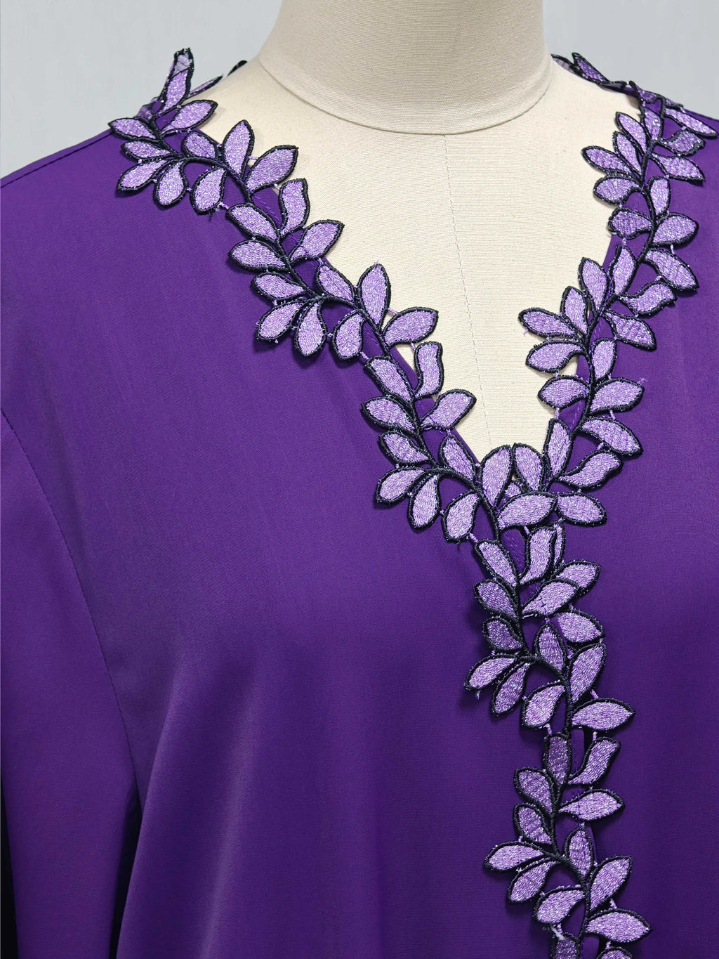 Dubai Elegant  Purple Abaya for Muslim Women - Intricately Crafted with Multicolored Embroidery Piece in Islamic Modest Fashion